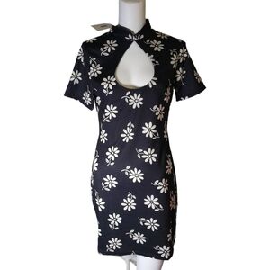 ASOS Design Daisy Floral Print Cut-Out Short Sleeves Mini Dress NWT